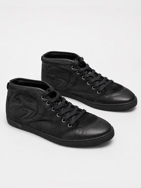 Gucci Classic Streetwear Women Sneakers High Top Lace Up Black EU 37.5